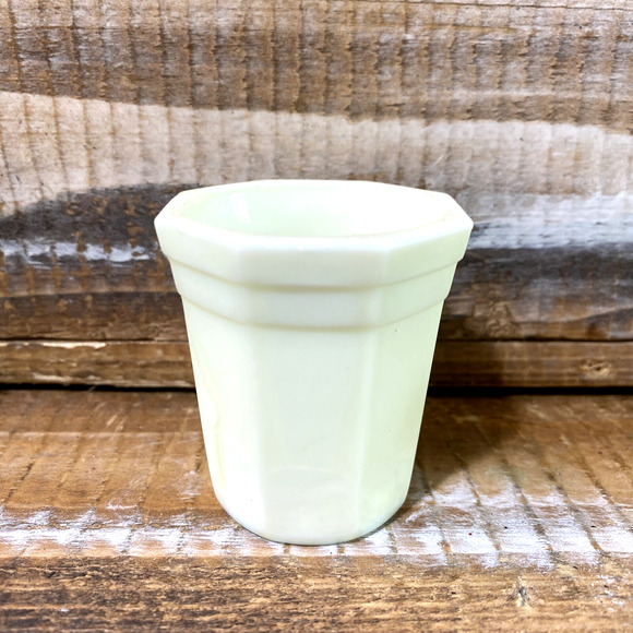 Set 4 Vintage 1930s Akro Agate Green Slag Jadeite Shot Drink Glasses 2" - Picture 6 of 13